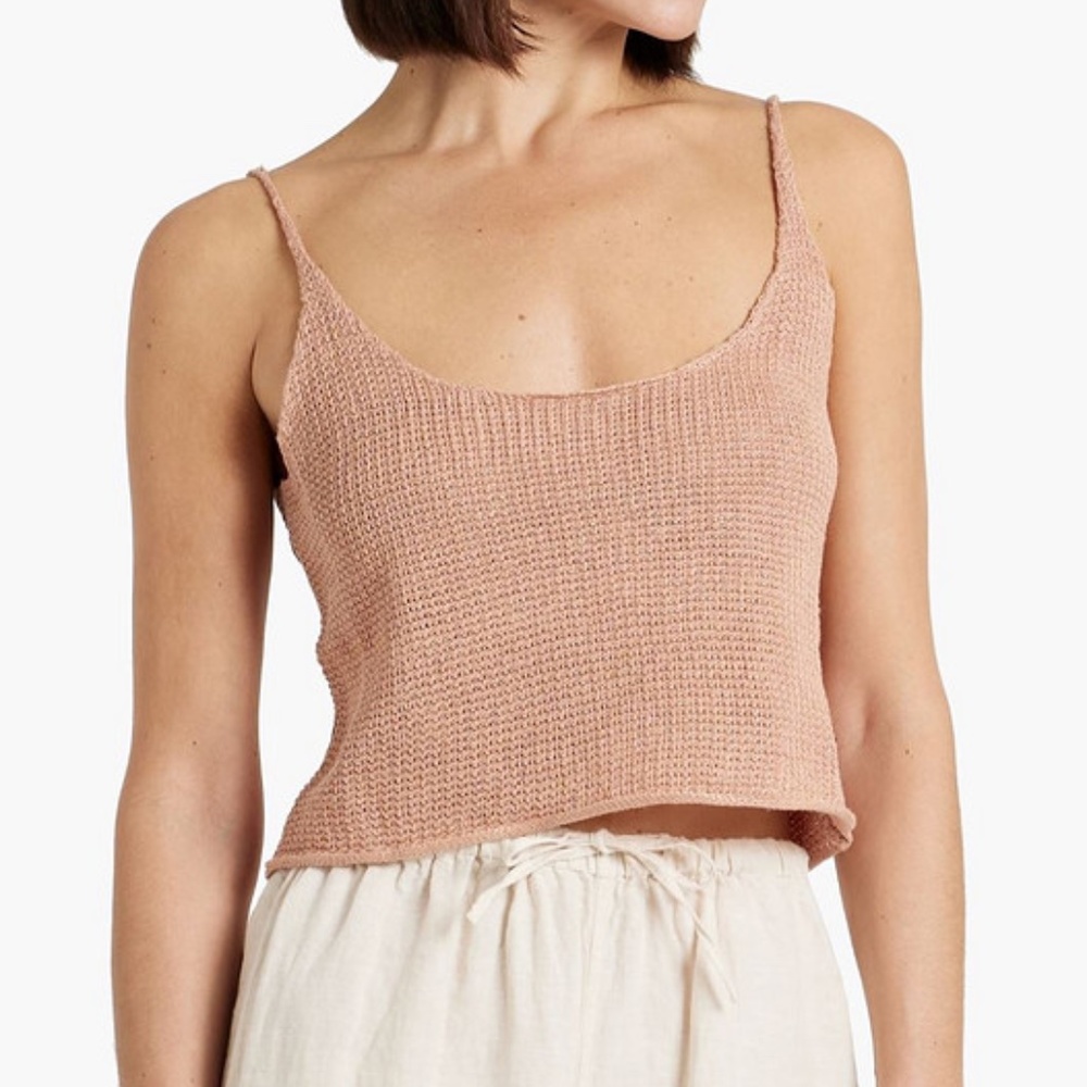 Onia cropped linen tank antique rose sleeveless top size med new without tags